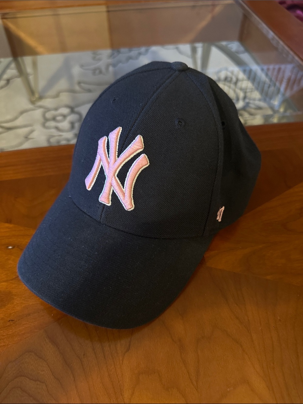 Yankees NY Black Baseball Cap with Pink NY Logo